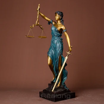 49.5 cm Bronzos Lady Teisingumo Statula Bronzos Deivė Teisingumo Skulptūra Mitologija Bronzos Meno Statulėlės Namų Dekoro Amatų Dovanos Nuotrauka 2