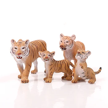 4PCS Realus Tigras Šeimos Laukinių Gyvūnų modelius, duomenys Žaislinių Tigrų Jauniklius Gyvūnų Figūrėlės namų dekoro statulėlės Dovana Vaikams Nuotrauka 2
