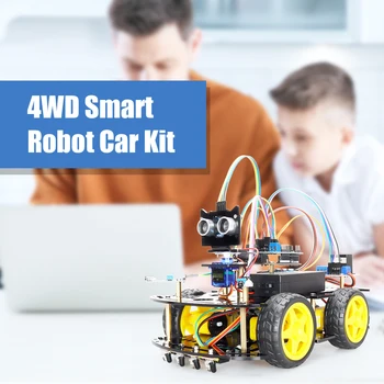 4WD Smart Automatikos Robotas Automobilių Rinkiniai Arduino Projekto Modernizuotos Labai Smagu Programavimo Pilna Versija Set +e-Rankinis ir Kodai Nuotrauka 2