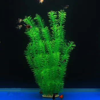 50cm Dirbtinio Žuvų Bakas Retų Augalų Akvariumo Netikrą Bambuko Lapų Vandens Žolės Plastiko Violetinė Žalia, Vandens, Žolės Apželdinimas Dekoras Nuotrauka 2