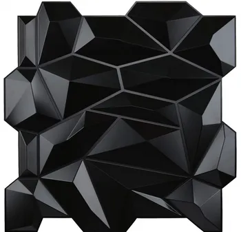50x50cm PVC 3D Diamond Sienų Plokštės Nelygius Atitikimo-Matinės Juodos už Kambarį, Miegamąjį, TV Foną, Lubų Pakuotėje yra 12 Plytelės Nuotrauka 2