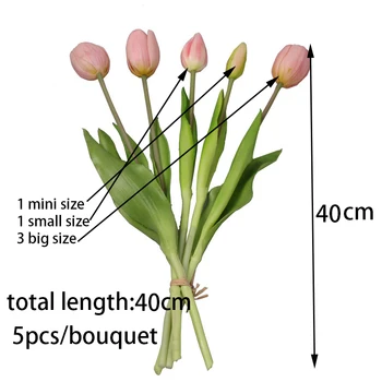 5vnt/Puokštė Naujas Silikono Tulpių Dirbtinių Gėlių 40cm Nekilnojamojo Touch Padirbtų Augalų B Vestuvių Dekoravimas Namuose Garen Acceeeories Nuotrauka 2