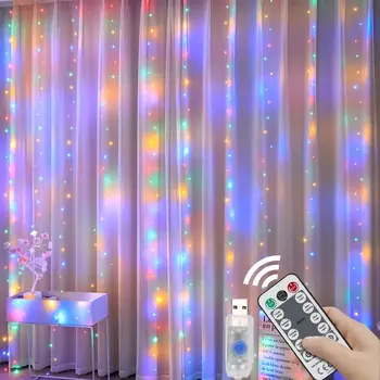 6x3M Naujųjų Metų Girlianda LED Užuolaidų Girlianda ant Lango USB Girlianda Pasakų Žibintai su Nuotolinio Led Žibintai Kalėdinė Dekoracija Nuotrauka 2