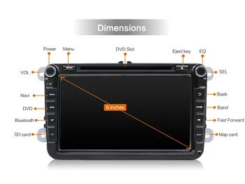 8inch 2 Din Car Stereo Radijo Multimedijos Grotuvas DVD Android 10.0 Volkswagen/Golf/Passat/b7/b6 GPS Auto Carplay DSP 6G+128GB Nuotrauka 2