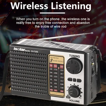 AM, FM, SW Avarinio Radijo Portable Bluetooth 5.0 Pagalbos Žibintuvėlis Baterija Radijo Stereo Imtuvas Saulės Radijas su Garsiakalbiu Nuotrauka 2