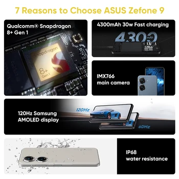 ASUS Zenfone 9 5G Išmanųjį telefoną Pasaulio Versija Snapdragon 8+ Gen 1 120Hz Super AMOLED 30W Greito Įkrovimo 50MP Pagrindinės Kameros Telefono Nuotrauka 2