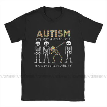 Autizmas Tai Skirtingi Galimybė Tepdami Skeletas vyriški T Shirts Autismo Autizmo Suvokimo Atsitiktinis Marškinėliai, Gimtadienio Dovana Nuotrauka 2