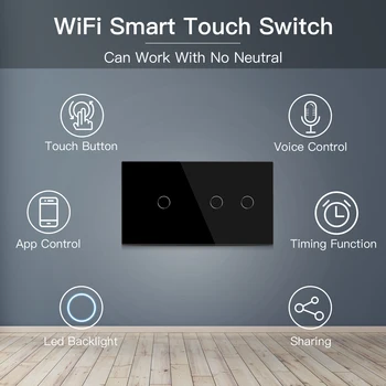 Bseed Vieno Gyvena Wifi Šviesos Jungikliai Smart Switch Tuya Smart Gyvenimo Alexa App 1/2Gang 1Way Krištolo, Jungiklis Jutiklis Nuotrauka 2