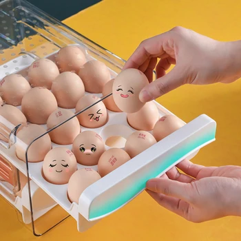 Buitinių Kiaušinių Laikymo Dėžutė Stalčių-Tipo, Šaldytuve Talpinimo Plastiko Šaldytuvas Anti-Drop EggBox Stovo Dvigubo Sluoksnio Kiaušinių Dėklas Nuotrauka 2