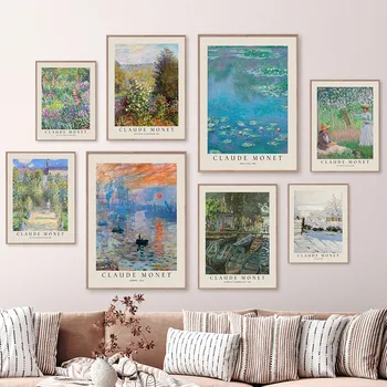 Claude Monet Abstrakčiai Retro Impresionistų Sienos Meno PaintingCanvas Šiaurės Plakatai Ir Spausdina Sienos Nuotraukas Gyvenimo Kambario Dekoro Nuotrauka 2
