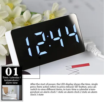 Daugiafunkcinis LED Skaitmeninis Laikrodis-Žadintuvas Atidėti Išjungti Kalendoriaus Darbalaukio Elektroninių Stalo Laikrodžiai, Miegamojo Lovos Laikrodis Namų Dekoro Nuotrauka 2