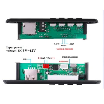 DC 5V (12V Belaidžio MP3 Dekoderis Valdybos Bluetooth 5.0 WMA Garso Modulis USB TF Radijas Su Ekrano Su Nuotolinio Valdymo Automobilių Nuotrauka 2