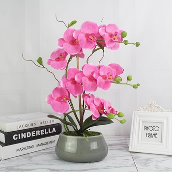Dirbtinis Phalaenopsis False Vazoninių Gėlių, Augalų Bonsai Šilko Gėlių Kambarį, Šeimos, Vestuvių Papuošimas, Gėlių Vazoninių Orchidėja Nuotrauka 2