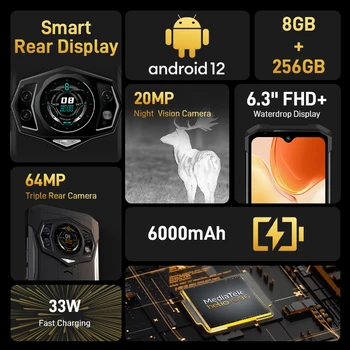 DOOGEE S98 Tvirtas Telefonas 8+256 GB Android 12.0 6.3