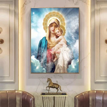 Drobė, Tapyba Religinis Kristus Šventosios Šviesos Kryžiaus Marija Menas, Plakatų ir grafikos Sienos Meno Nuotrauką Kambarį Namų Dekoro Nuotrauka 2