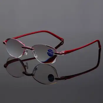 Elbru +1.0+1.5 +2.0+2.5+3.5+4.0 Frameless Anti-mėlynos spalvos Spindulių Akiniai Skaitymui Retro Moterų Presbyopia Recepto Akiniai Unisex Nuotrauka 2