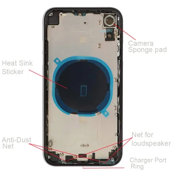Galinio Korpuso Surinkimo iPhone XR Su Baterija, galinis Dangtelis+Artimųjų Važiuoklės Rėmo+SIM Tray+Pusėje Klavišą Dalys+Baterijos klijai Nuotrauka 2