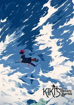 Ghibli Filmų Kiki ' s Delivery Service Anime Plakatai Retro Plakato Užsakymą Namų Puošybai Mados Sienos Plakatas Automobilių Dizaino Tapetai Nuotrauka 2