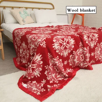 Gryna vilna žakardo antklodė antklodė sutirštės vieną žiemos raudona vestuvių mesti antklodę 150x200cm Nuotrauka 2