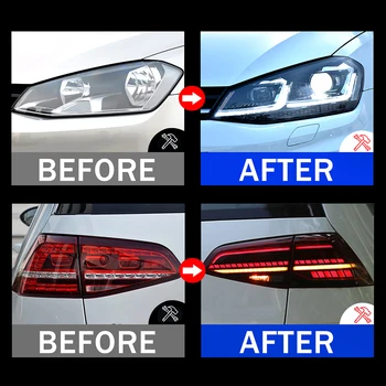 HCMOTIONZ Automobilio Lempos Volkswagen Golf 7 2013-2018 m. VW Žibintai LED galinius Žibintus Asamblėjos MK7 DRL Posūkio Signalo Žibintai Nuotrauka 2
