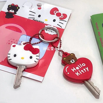 Hello Kitty Kawaii Silikono Atveju Sanrio Priedai Uromi Mano Melodija Animacinių filmų Kuprinės Pakabuką Keychain Anime Mergaičių Žaislai, Dovanos Nuotrauka 2