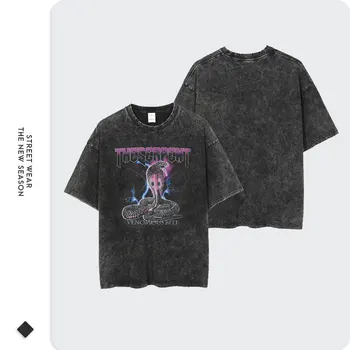 Hip-Hop Streetwear T-shirt Vyrai Kobra Grafinis T Marškinėliai Harajuku 100%Medvilnės, Negabaritinių Marškinėlius Vasaros trumpomis Rankovėmis Viršūnes Tees Žmogui Nuotrauka 2