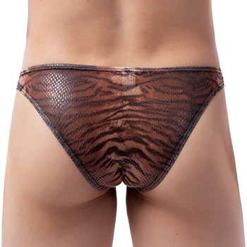 iKingsky Vyrų Tiger Stripes Įžūlus apatinės Kelnės Sexy Bumbulas Bikini Underwear Žemas Augimas Pusė Atgal Pagal Kelnaitės Nuotrauka 2