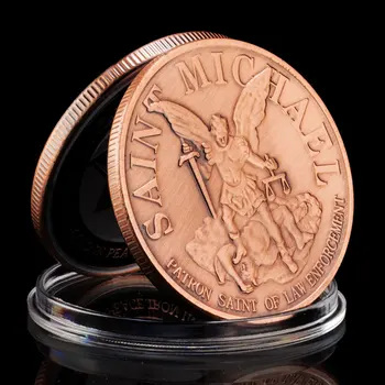 Jungtinės amerikos Miesto Bostono Policijos Departamentas, Kolekcines, Variu dengto Soouvenir Monetos Saint Michael Proginės Monetos Nuotrauka 2