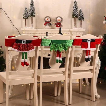 Kalėdų Kėdžių dangose Santa Claus Sniego Bžūp Apima neaustinių Kėdė Nustatyti Kalėdų Dekoracijas 2021 Naujųjų Metų Dovana, Namų Tekstilės Nuotrauka 2
