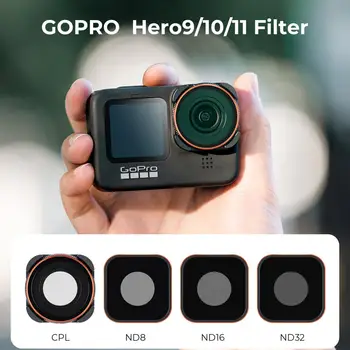 K&F Koncepcija, Veiksmų Fotoaparato Filtras Nustatytas 4pcs HD (ND8+ND16+ND32+CPL) su Anti-refleksija Žalia Filmas GOPRO Hero 9/10/11 Nuotrauka 2