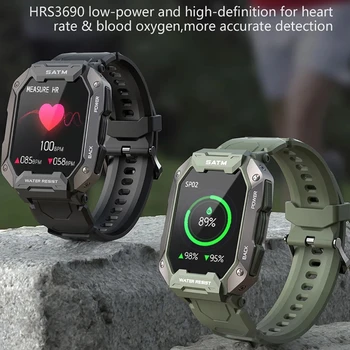 Karinės Lauko Sporto Smart Watch Vyrų Vandeniui 5ATM Kraujo Deguonies Taktinis Smartwatch 15 Dieną, Baterija Samsung iPhone Nuotrauka 2