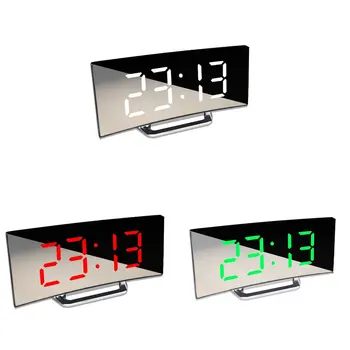 Karšto Skaitmeninis Laikrodis LED Kreivų Paviršių Veidrodėliai Elektroninė Lentelė Laikrodis, Didelis Ekranas, Atidėti Stalinis Laikrodis vidaus Apdaila Nuotrauka 2