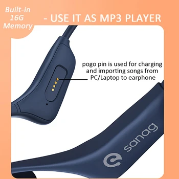 Kaulais Ausinės Bluetooth 5.0 MP3 Grotuvas Belaidės Ausinės Sporto laisvų Rankų įranga HIFI 16G Atminties, Veikia Jojimo Žygiai Nuotrauka 2