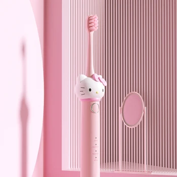 Kawaii Mielas Hello Kitty, dantų Šepetėlis Automatiškai Soft Bristle KT Katė Elektros dantų šepetėlį Sonic Įkrovimo Vaikų, Suaugusiųjų dantų Šepetėlis Nuotrauka 2