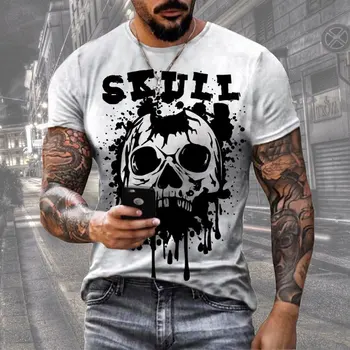Keturi vyriški T-shirt 3D atspausdintas skeletas raštuotas marškinėliai Y2K drabužius gydymo produktų, T-shirt prabanga T-shirt 2022 Nuotrauka 2