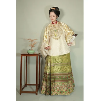 Kinijos Traditioanl Hanfu Senovės Ming Dinastijos Stačią Apykaklę, Trumpa striukė Tradicinių Drabužių, Kostiumų Moteris Elegantiškas Vestuvių Nuotrauka 2
