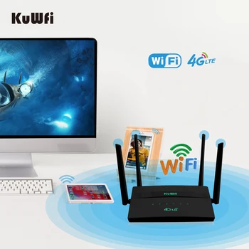 KuWFi 4G MEZON WiFi Router SIM Kortelės Hotspot CAT4 32 dalyvių RJ45 LAN WAN Hi-Greičio Belaidį Modemą LTE Dongle, su 4 Išorinė Antena Nuotrauka 2