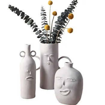 Kūrybinio veido, galvos vaza macetas de ceramica džiovintų gėlių vazonai, namų dekoro šiaurės šalių keramikos augalų puodą kambario dekoro priedai Nuotrauka 2
