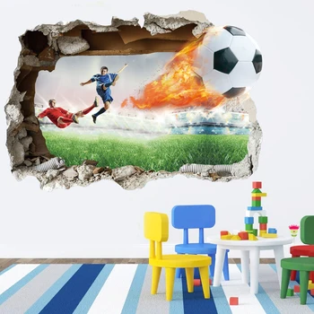 Kūrybos Futbolo kamuolys sienų lipdukai kambarį miegamojo sienos lipdukai berniukų kambarių dekoravimo Nuotrauka 2