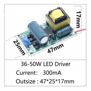 LED Driver 36-50W Maitinimo šaltinis Nuolatinės Srovės 290-300mA Kontrolės Apšvietimo Transformatoriai LED Žibintai, 