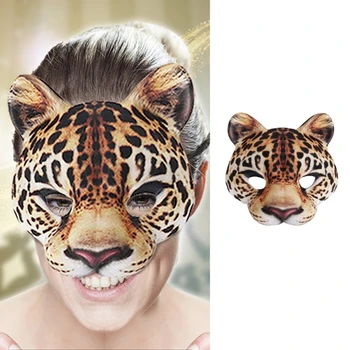 Leopard Kaukė Cosplay Helovinas Pusę Veido Juokinga Kaukė Masquerad Carniva Kaukė Nuotrauka 2
