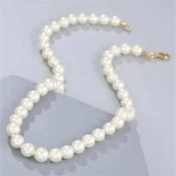 Madinga Perlų Vėrinį Paprasta Stiliaus Imitacija, Perlų Karoliai Atmosferos Prabanga Populiarus Atostogų Papuošalai apykaklės perlas collares Nuotrauka 2