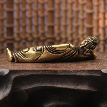 Mažas Miega Žalvario Budos Statula Statulėlės Amitabha Raižyti Budos Skulptūra Ornamentu Namų Biurą Feng Shui Apdaila Nuotrauka 2