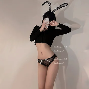 Mergina iš japonijos apatiniai patinka nėriniai apatinės kelnės plonas skirsnio kvėpuojantis vidurio juosmens trikotažo moterų sexy tinklelio, moteriški apatiniai, apatiniai Nuotrauka 2