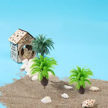 Mini Dekoro Žuvų Bakas Tvenkinys Akvariumas Papuošalai Modeliavimas Kokoso Palmės Medžio Namų Dekoro Mini Dekoracijos Kraštovaizdžio Modelis Nuotrauka 2