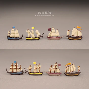 Miniatiūrinis Modelis Mini Piratų Laivas Jūra Jachta Vandenyno Pramoginiai Dekoro Mažas Retro Trikampio Burlaivis Veiksmų Skaičius, statulėlės, Žaislai Nuotrauka 2