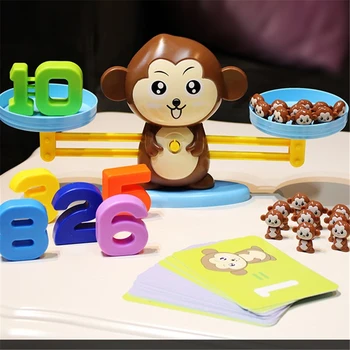 Montessori Matematikos Žaislas Smart Beždžionė Pusiausvyros Skalė Vaikams Žaislas Skaitmeninės Skaičius Stalo Žaidimas, Mokymosi Žaislai, Mokymo Medžiaga Nuotrauka 2