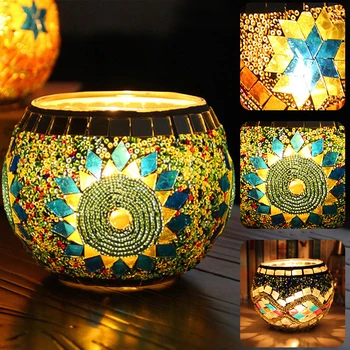Mozaika, Stiklo Žvakidė Maroko Kūrybos Stiliaus Žvakių Laikiklis Romantiška Vakarienė Žvakių Šviesoje Baras Namų Restoranas Apdaila Nuotrauka 2