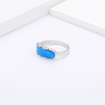 MYOP Tiesa, 925 Sterlingas Sidabro Opalas Žiedas Geometrinis Dizainas Mėlyna Sintetinis Opalas laimingas Žiedas Mados Tendencija Nuotrauka 2