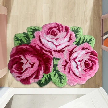 Naujas atvykimas nemokamas pristatymas raudonos rožės formos anti-slip kilimų meno kilimas 80*60cm ROSE KILIMĖLIS KAMBARĮ Nuotrauka 2